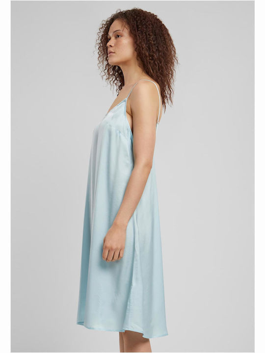Sommer Midi Abendkleid Slip Dress Oceanblau