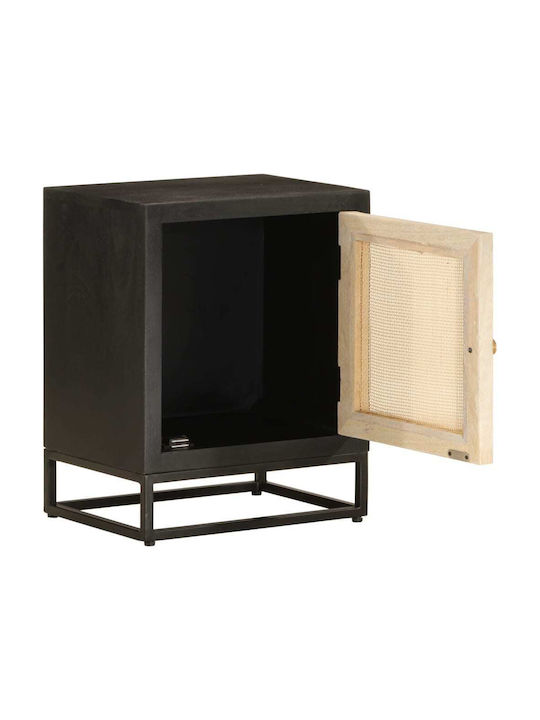 Wooden Bedside Table with Metal Legs Mango 40x30x50cm