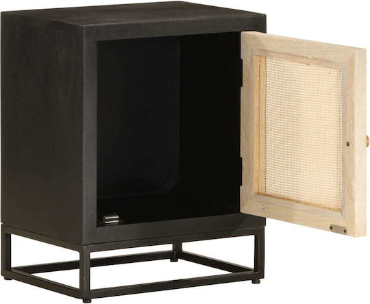 Wooden Bedside Table with Metal Legs Mango 40x30x50cm 371999 Wooden Bedside Table with Metal Legs Mango 40x30x50cm 371999
