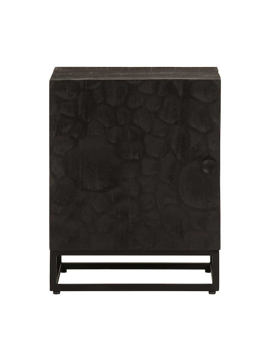 Wooden Bedside Table with Metal Legs Mango 40x30x50cm