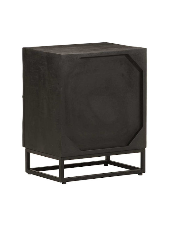 Wooden Bedside Table with Metal Legs Mango 40x30x50cm
