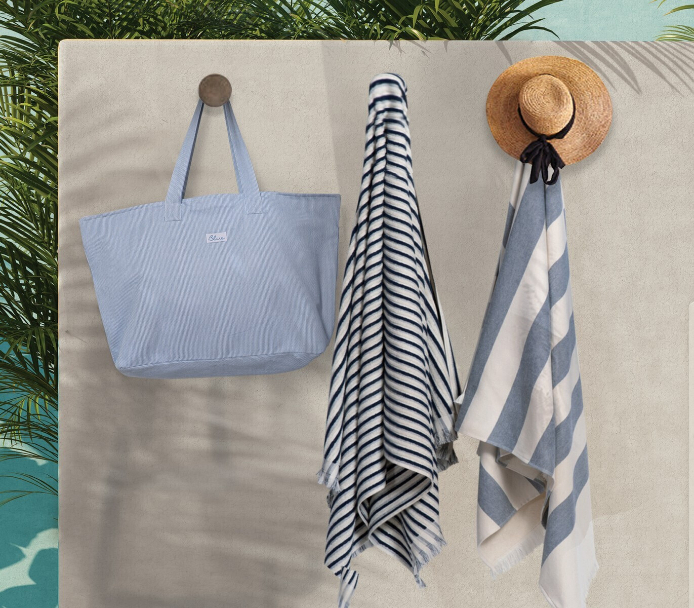 ★hai★ Bernadette Bag Blue Stripe Buy South Beach Blue Oversized Woven Shoulder Bag from the
