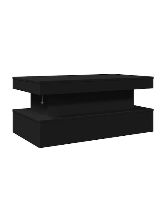 Masa De Cafea Centrală Rectangulară Din Lemn Neagră L90xL50xÎ40cm