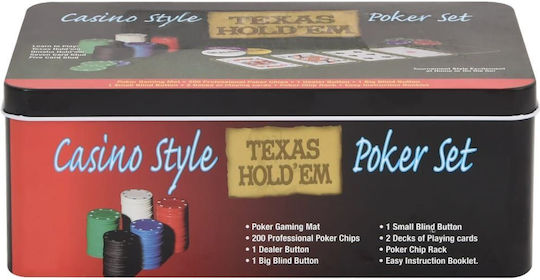 vidaXL Set 200 Poker Chips 40mm / 4gr with 2 Decks and Felt