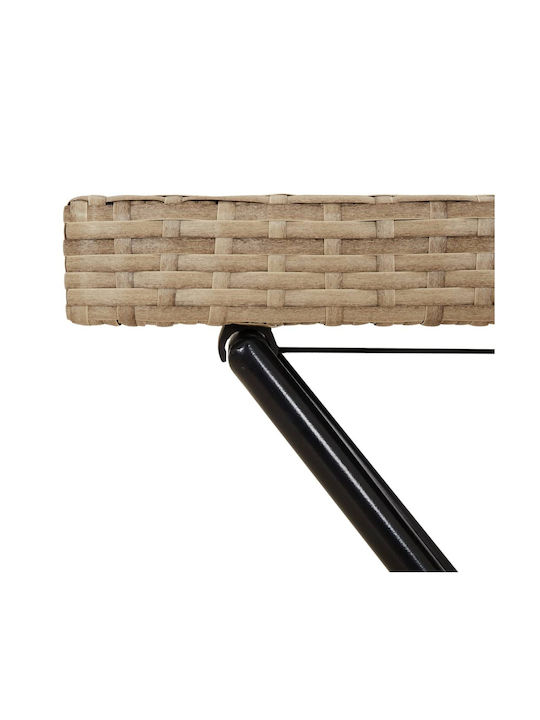 Masa auxiliară pentru spații exterioare mici Pliabil Rattan cu schelet metalic Bej 65x40x75buc