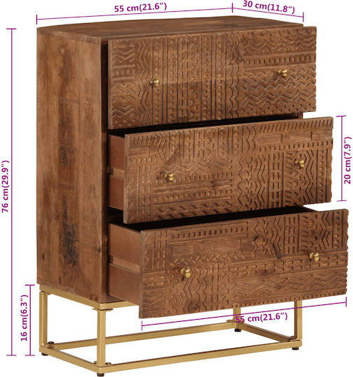 Drawers Storage Made of Metal & Wood L55xW30xH76cm
