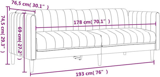 Τριθέσιος Καναπές Σκούρο Καφέ 193x76.5x74.5εκ. 372616