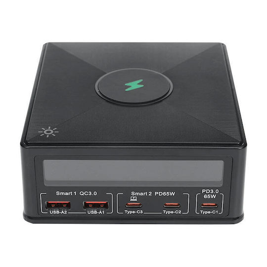 BlitzWolf Βάση Φόρτισης με 2 Θύρες USB-A και 3 Θύρες USB-C 160W Quick Charge 3.0 σε Μαύρο χρώμα (868H)