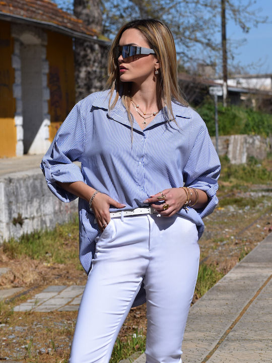 Women's Striped Shirt White-Blue Ref.lok29