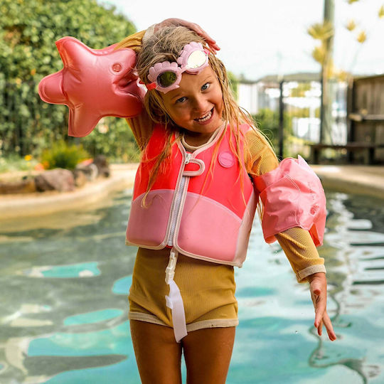 Sunnylife Kids' Life Jacket Neoprene Red Melody The Mermaid Neon Strawberry