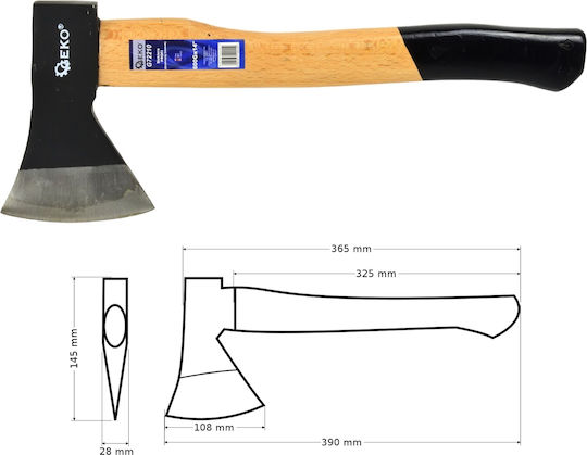 Geko G72210 Τσεκούρι Μήκους 39cm και Βάρους 600gr με Ξύλινη Λαβή