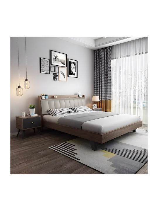 Frankly Κρεβάτι Διπλό Ξύλινο Oak-μπεζ για Στρώμα 150x200cm