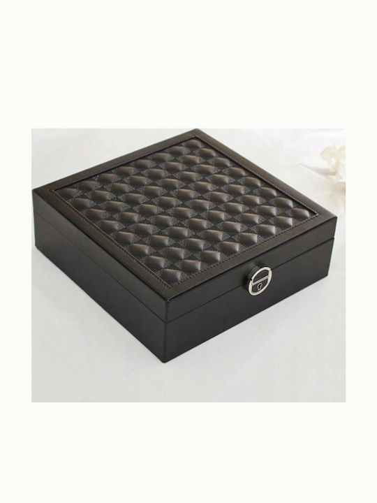 Κουτί Κοσμημάτων με Καθρέφτη Μαύρο 25.5x25.5x30cm