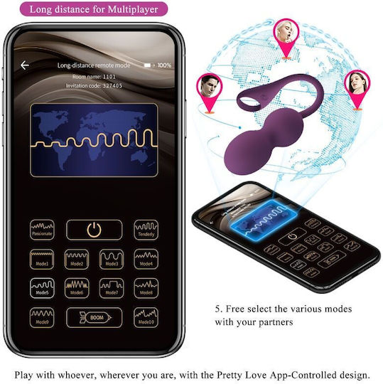 Pretty Love Elvira Kegel Balls App Remote Control Purple