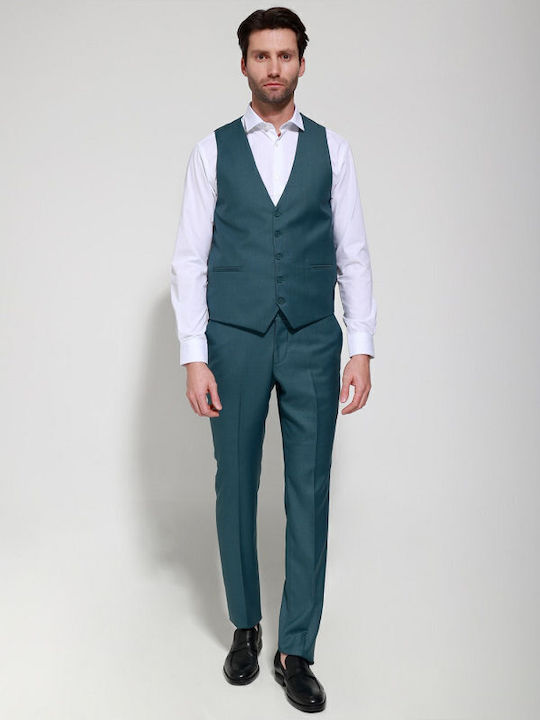 Men's Suit with Vest Green