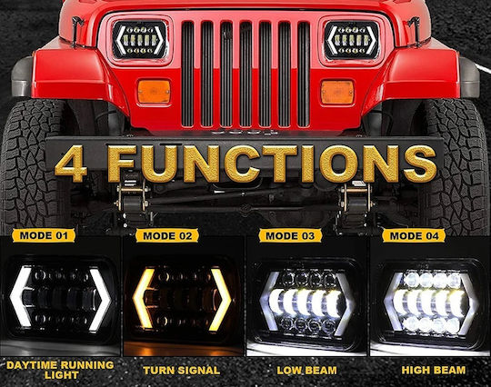 Raistar Rectangle Car Headlight LED 12 / 24V 55W 17.7cm 1 Piece