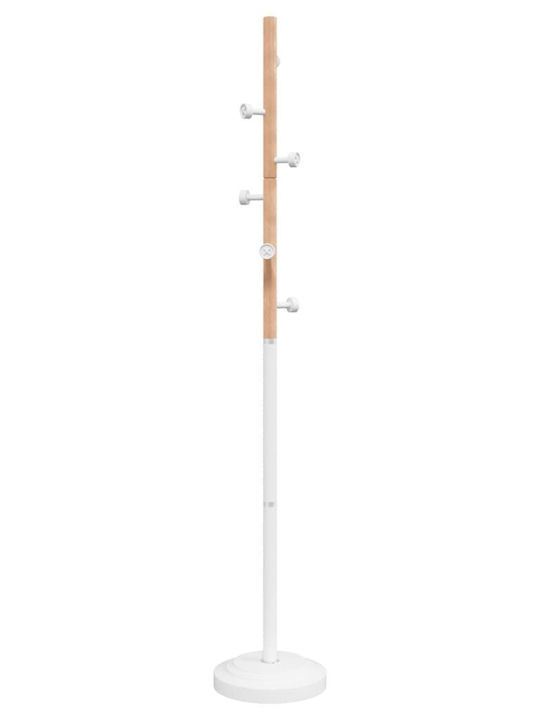 vidaXL Καλόγερος Μεταλλικός Λευκός / Φυσικό 30x30x177cm