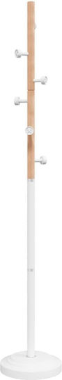 vidaXL Metallic Coat Rack White / Natural 30x30x177cm