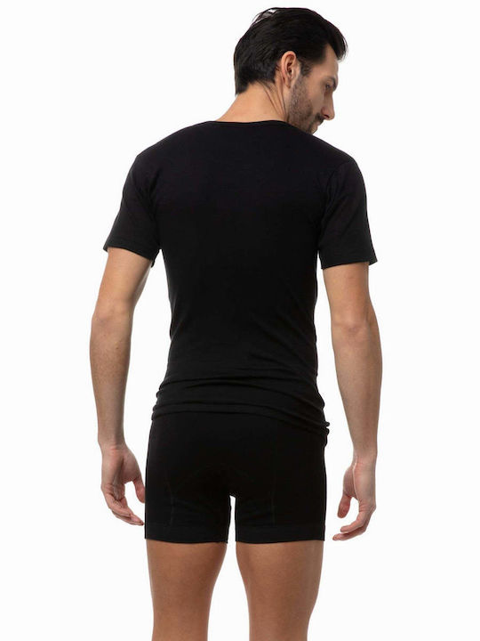 Minerva 17002 Men's Undershirt Short-sleeved BLACK