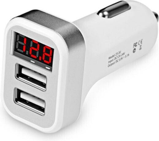 Hoco Z3 Φορτιστής Αυτοκινήτου 3.1A με Θύρες: 2xUSB Λευκό Χρώμα