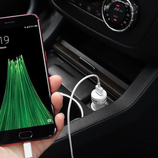 Hoco Z27A Autoladegerät 18W Schnellladen mit einem Anschluss 1xUSB-A Weißes Farbe