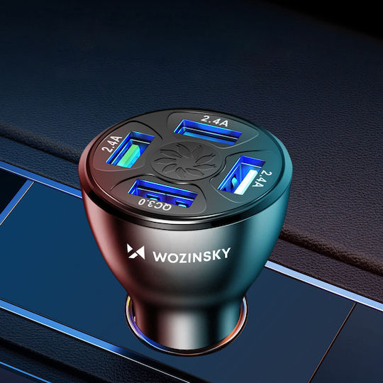 Wozinsky Φορτιστής Αυτοκινήτου 50W 1.5A με Θύρες: 4xUSB Λευκός