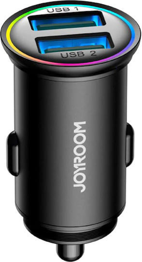 Joyroom JR-CCN03 Φορτιστής Αυτοκινήτου 24W με Θύρες: 2xUSB Μαύρο Χρώμα