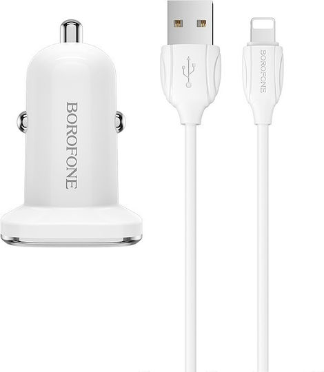 Borofone Фортистис Автокиниту Бял BZ12 с Портове: 2xUSB с Кабел Мълния / Micro-USB / Type-C