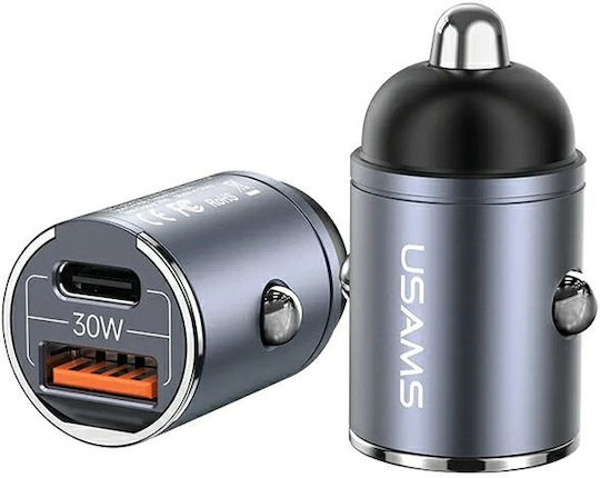 Usams Φορτιστής Αυτοκινήτου 30W 5A Γρήγορης Φόρτισης με μία Θύρα: 1xUSB Μωβ Χρώμα