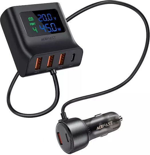 Acefast B11 138w Usb-a Usb-c Car Charger With 6 Ports - Black