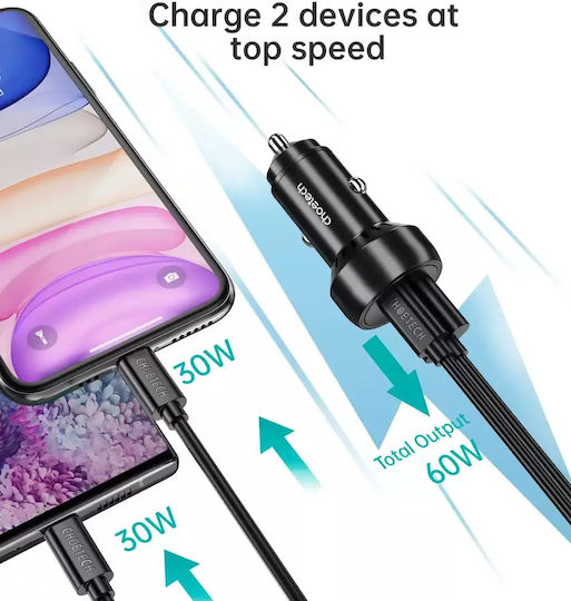 Choetech Choetech Handy-Autoladegerät 60W 2.4A mit einer Buchse 1xUSB-A Schwarz Farbe
