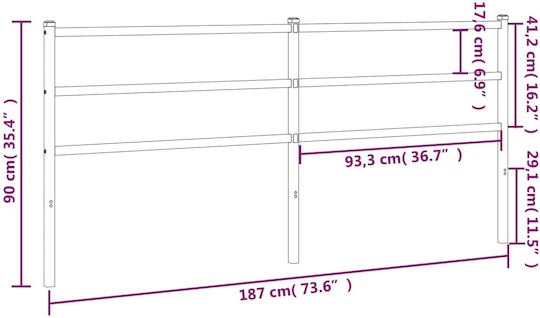 vidaXL Металик Бяло Табла За Легло 187x90см