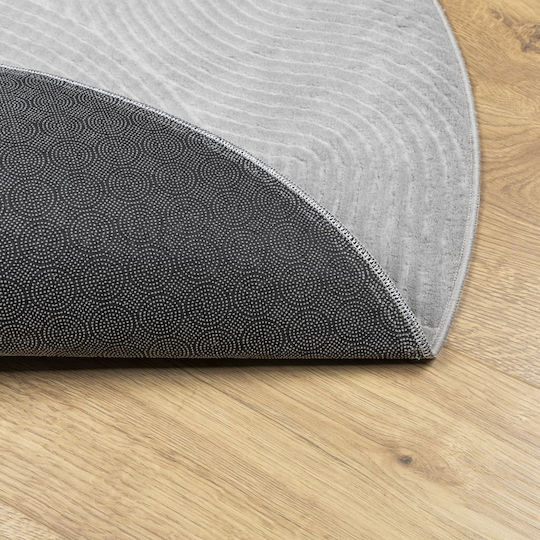 vidaXL Rutschfest Teppich Rund Synthetisch,Polyester/Cotton/Leather Gray