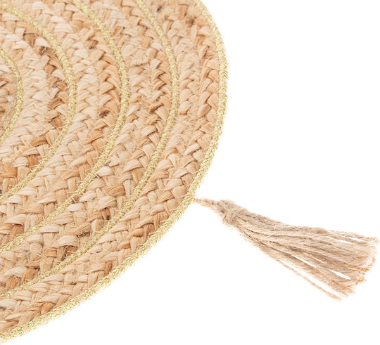 Atmosphera Lurex Platzdeckchen Rund Korbweide Beige 38cm 1Stück