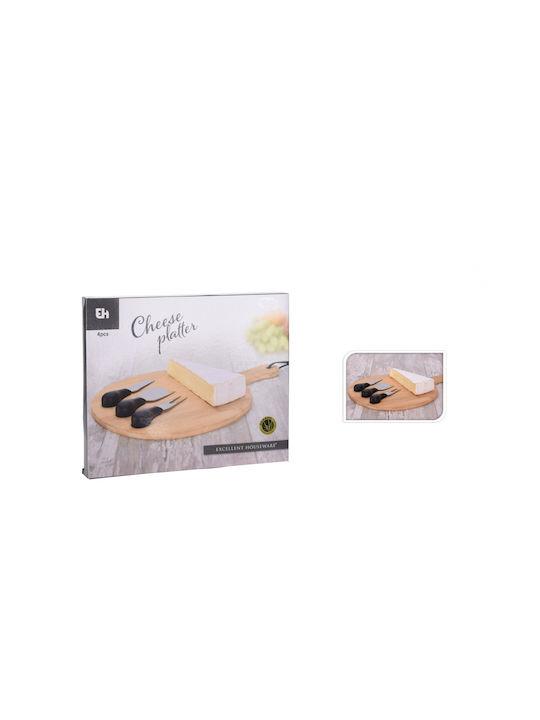 JK Home Decoration Wooden Cheese Serving Platter with Handle 25x25cm 4pcs