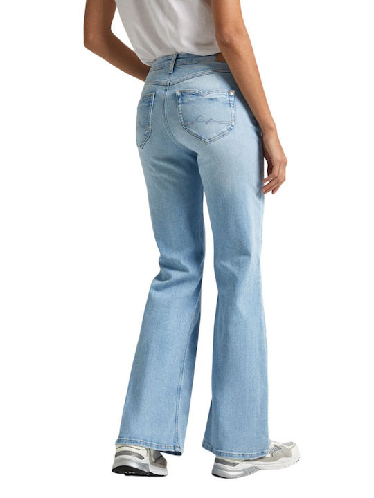 Pepe Jeans Women's Jean Trousers Flared in Slim Fit Blue