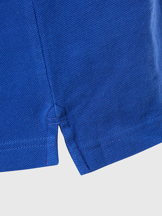 Polo Herrenbluse Kurzarm Satin Blauer