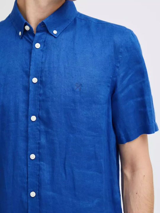 Kurzärmlig Leinen Hemd Blau