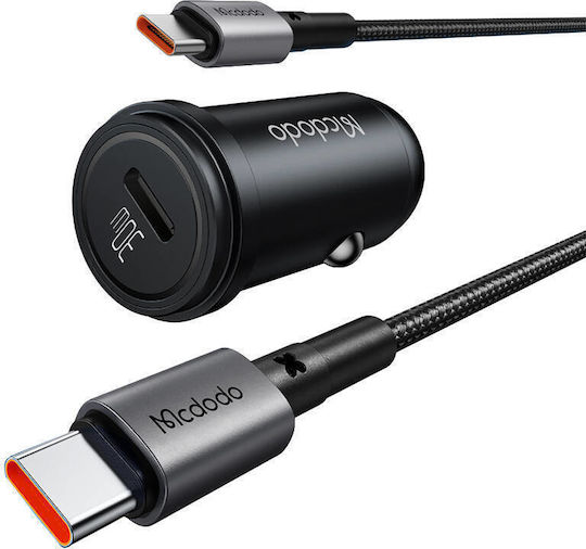 Mcdodo Handy-Autoladegerät 65W 3A Schnellladen mit einer Buchse 1xType-C zusammen mit Kabeltyp Type-C Weißes Farbe