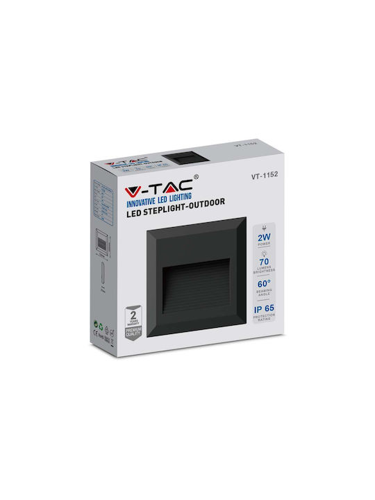 V-TAC Επιτοίχια Εξωτερική Πλαφονιέρα LED IP65 2W με Φυσικό Λευκό Φως 12.4x12.4εκ.
