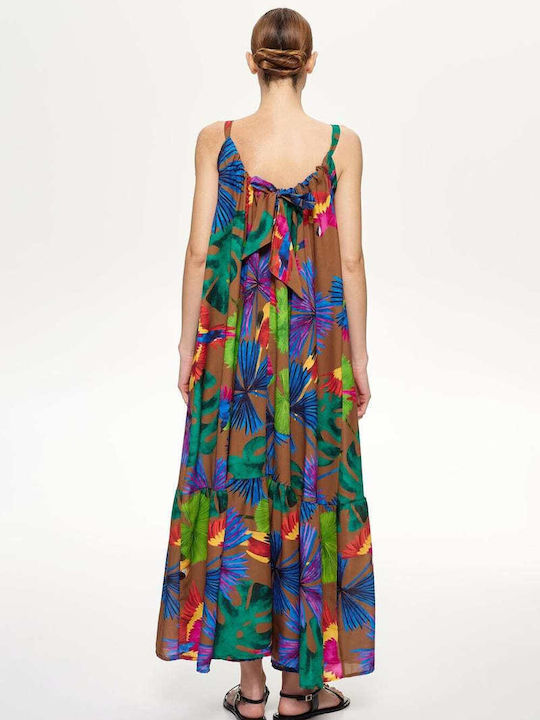 Lumina Maxi Dress with Ruffle Brown