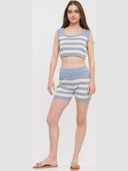 Ble Resort Collection Τοπ Παραλίας Γκρι/γαλάζιο/λευκό