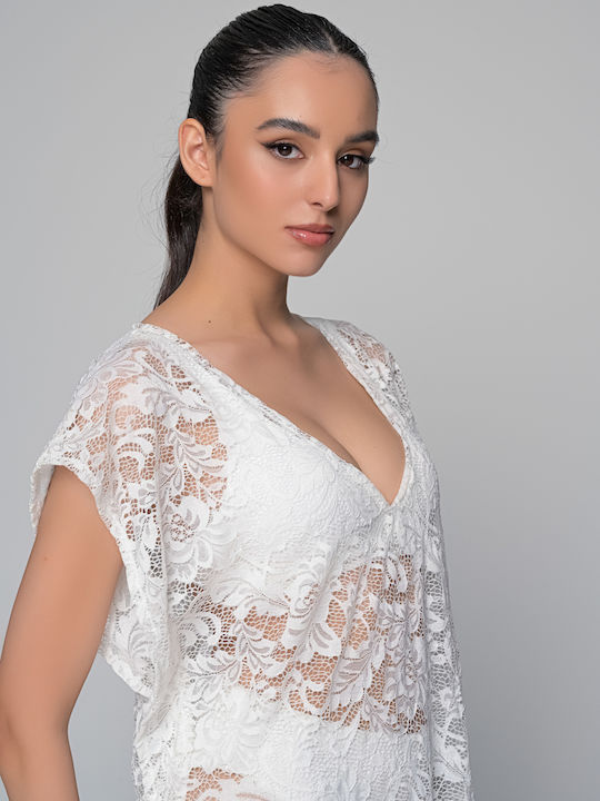 Milena by Paris Women's Caftan Beachwear Ecru - White