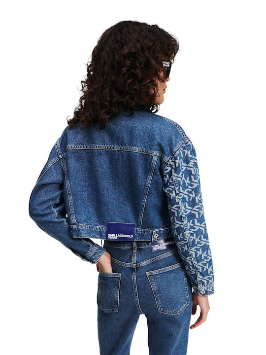 Karl Lagerfeld Women's Short Jean Jacket for Spring or Autumn Blue