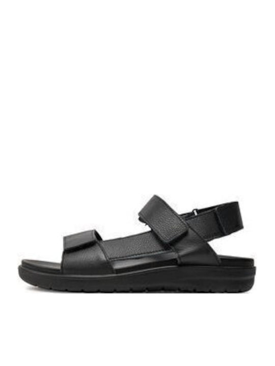 Leder Herrensandalen in Schwarz Farbe