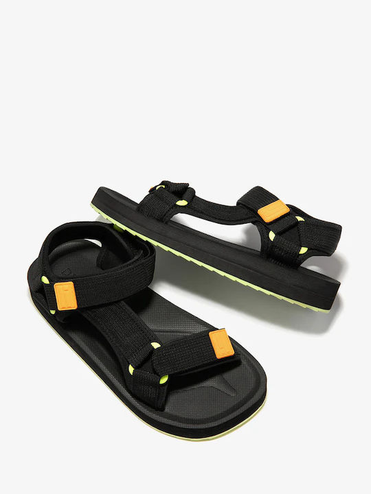 Women's Flat Sandals with Strap in Black Color