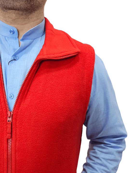 Roly Ανδρικό Γιλέκο Εργασίας με Επένδυση Fleece Κόκκινο