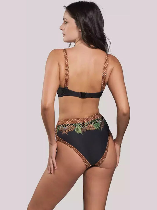Bikini Slip Talie Înaltă Negru