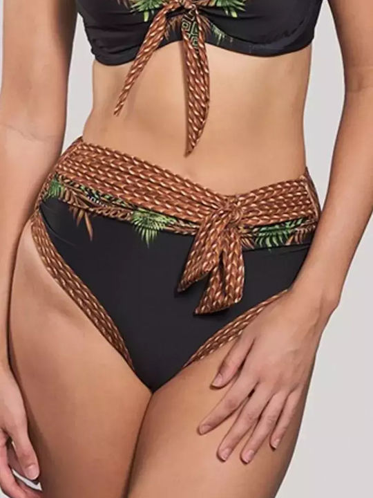 Bikini Slip Talie Înaltă Negru