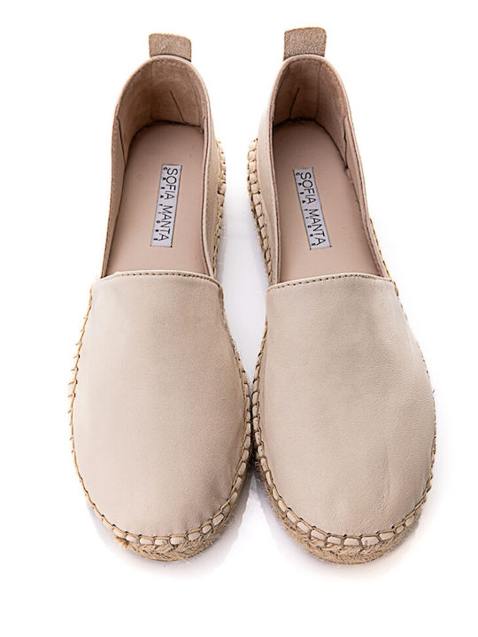 Women's Leather Espadrilles Nude